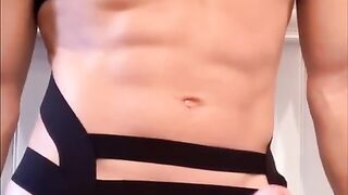 Watch me Cum 2x in my Black Strap Piece.