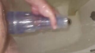 Fucking my fleshlight in the shower after my workout at the gym!!