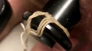 Milf Pisses Herself Having her Thick Asshole Stretched by Big Steel Butt Plug