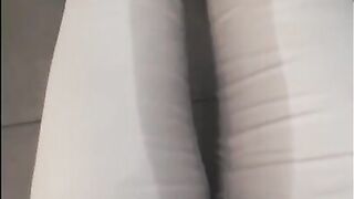Desperate pee in white Jeans and rubbing my wet clit Full video on ModelHub