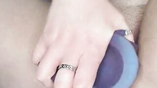 dragon dildo too big for my tight pussy! Solo babe and the big dildo