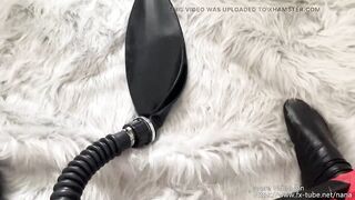 NANA Self-bondage girl in dead reservoir water with gas mask orgasm with vibrator