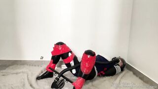 NANA Self-bondage girl in dead reservoir water with gas mask orgasm with vibrator