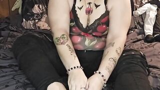 Tattoo Goth Girl Self Foot Worship