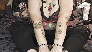 Tattoo Goth Girl Self Foot Worship
