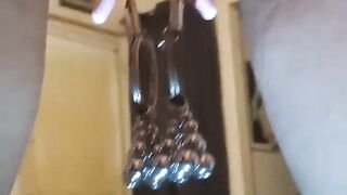 Pussy weights on pumped up pussy