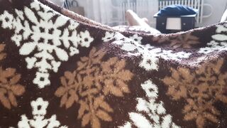 My shy slave girl licks and fucks my pussy in a mask and under a blanket - Lesbian_illusion