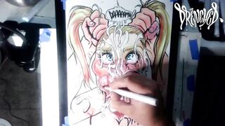 When She Manages to Fit Your Cock & Balls in Her Mouth at The Same Time - Cumshot Drawing Timelapse