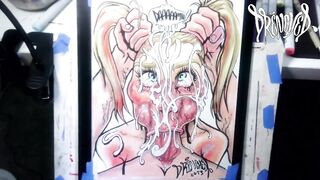 When She Manages to Fit Your Cock & Balls in Her Mouth at The Same Time - Cumshot Drawing Timelapse