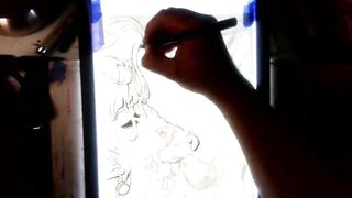 Drawing "The Nut Cruncher" Massive Ball Biting Cum Explosion All Over Her Face, Music by: CeehDeeh
