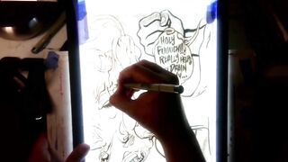 Drawing "The Nut Cruncher" Massive Ball Biting Cum Explosion All Over Her Face, Music by: CeehDeeh