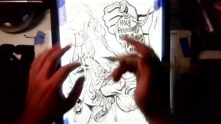 Drawing "The Nut Cruncher" Massive Ball Biting Cum Explosion All Over Her Face, Music by: CeehDeeh
